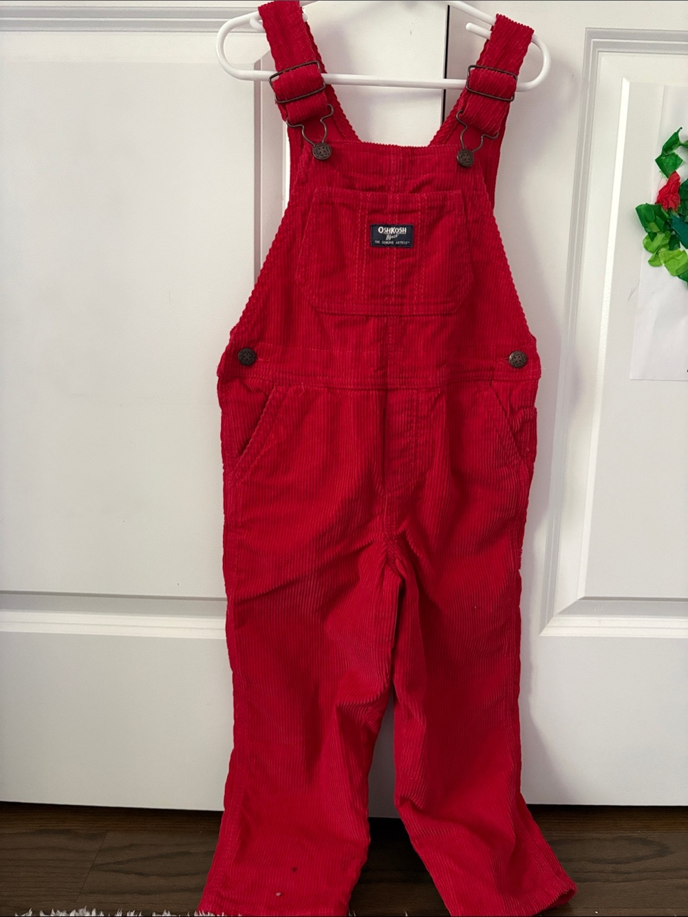 OshKosh B'gosh Bright Red Corduroy Overalls for Kids .  New.